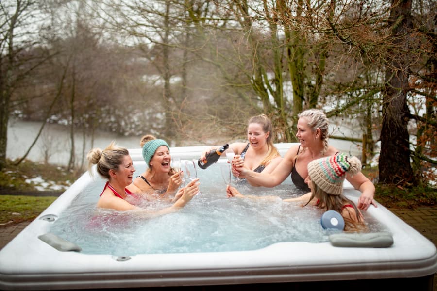 Drinking Champagne In A Hot Tub