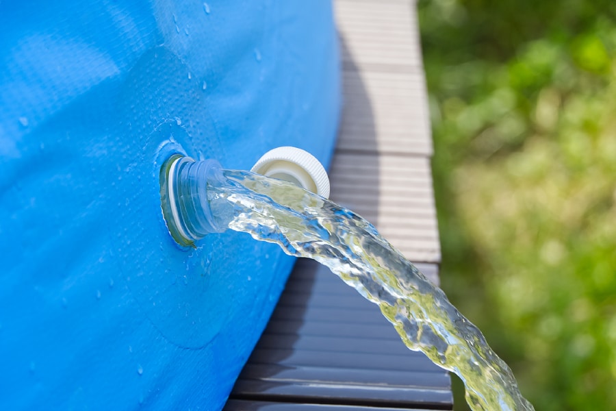 Pool water being drained onto nearby lawn